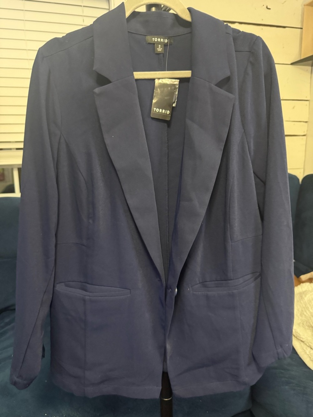 torrid Navy Open-Front Notch Lapel Blazer
